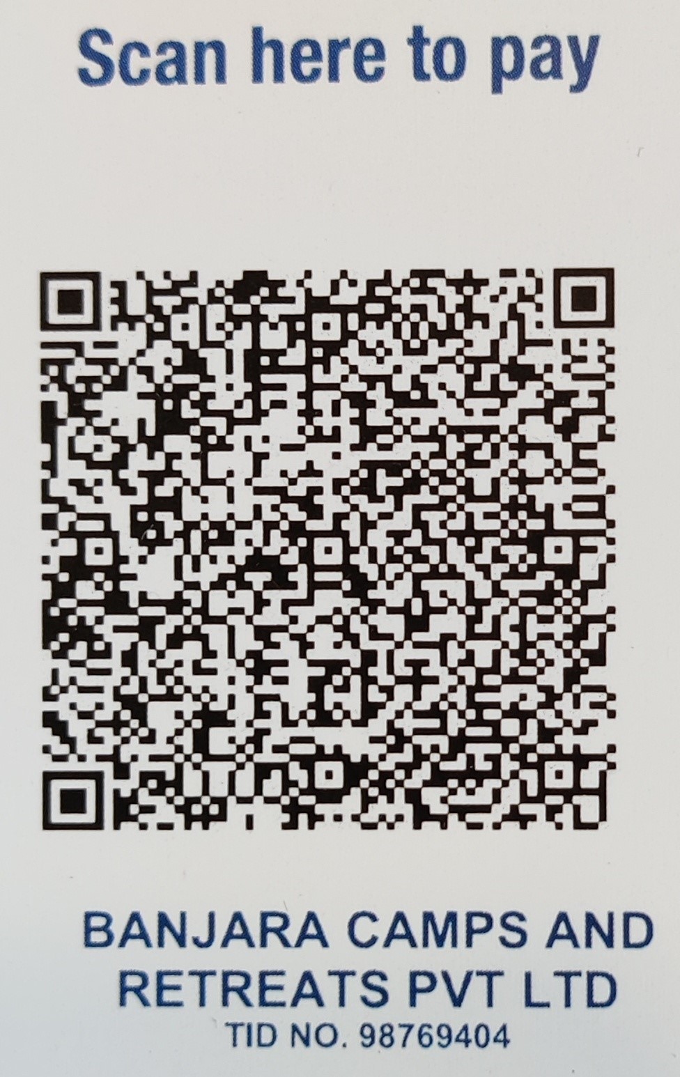 Banjaracamps Payment QR Code